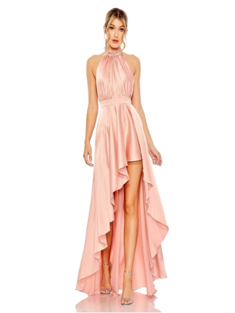 Women's Mac Duggal Pink Satin High Low Dress Size 4